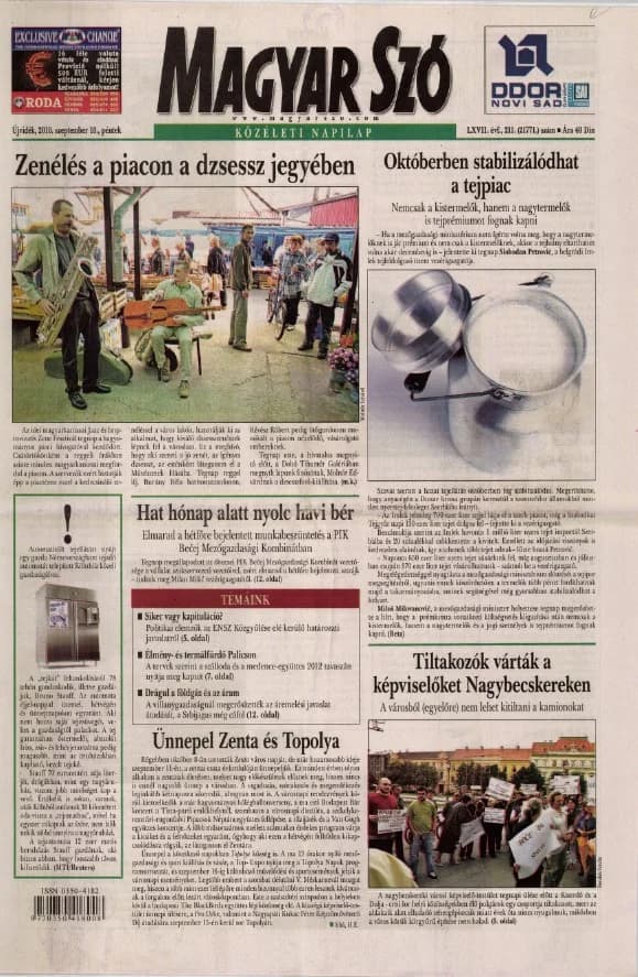 Magyar Szó, 67. évf. 2010. szeptember 10. 211. sz. 1–20. oldal