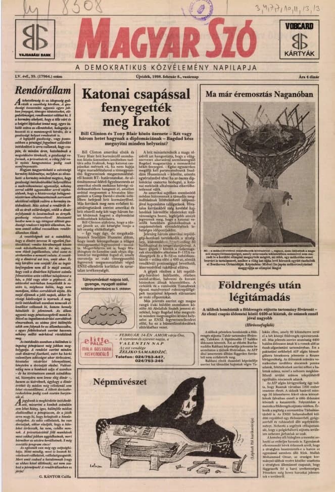 Magyar Szó, 55. évf. 1998. február 8. 35. sz. 1–24. oldal
