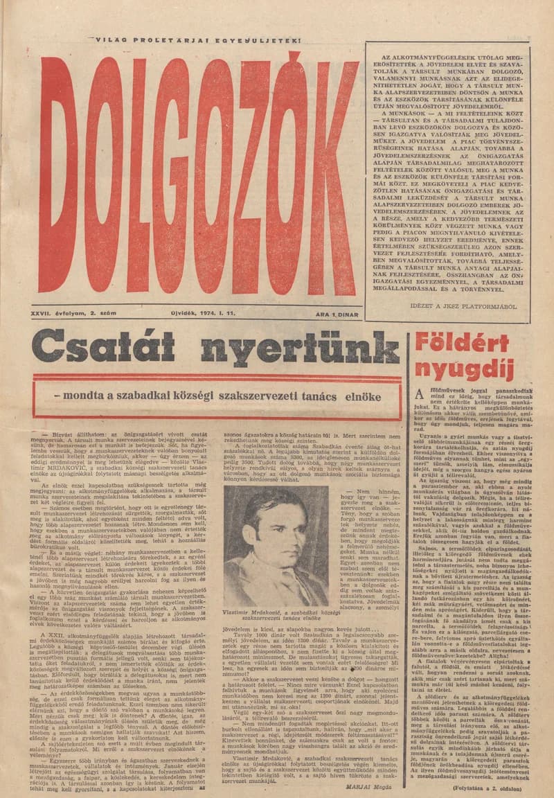 Dolgozók, 28. évf. 1974. január 11. 2. sz.