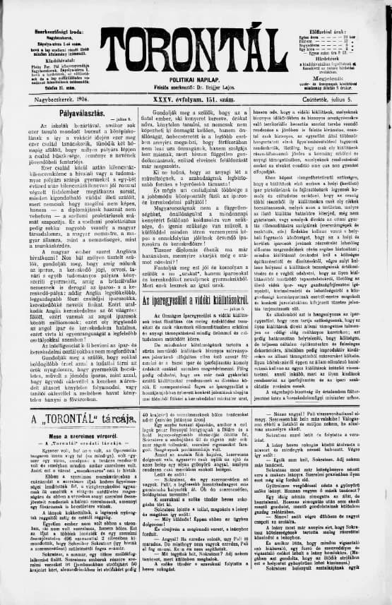 Torontál, 35. évf. 1906. július 5. 151. sz.