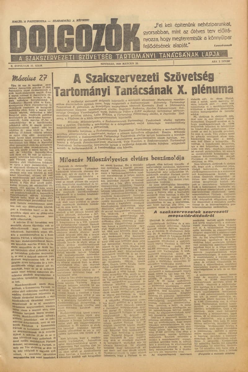 Dolgozók, 3. évf. 1949. március 25. 13. sz.