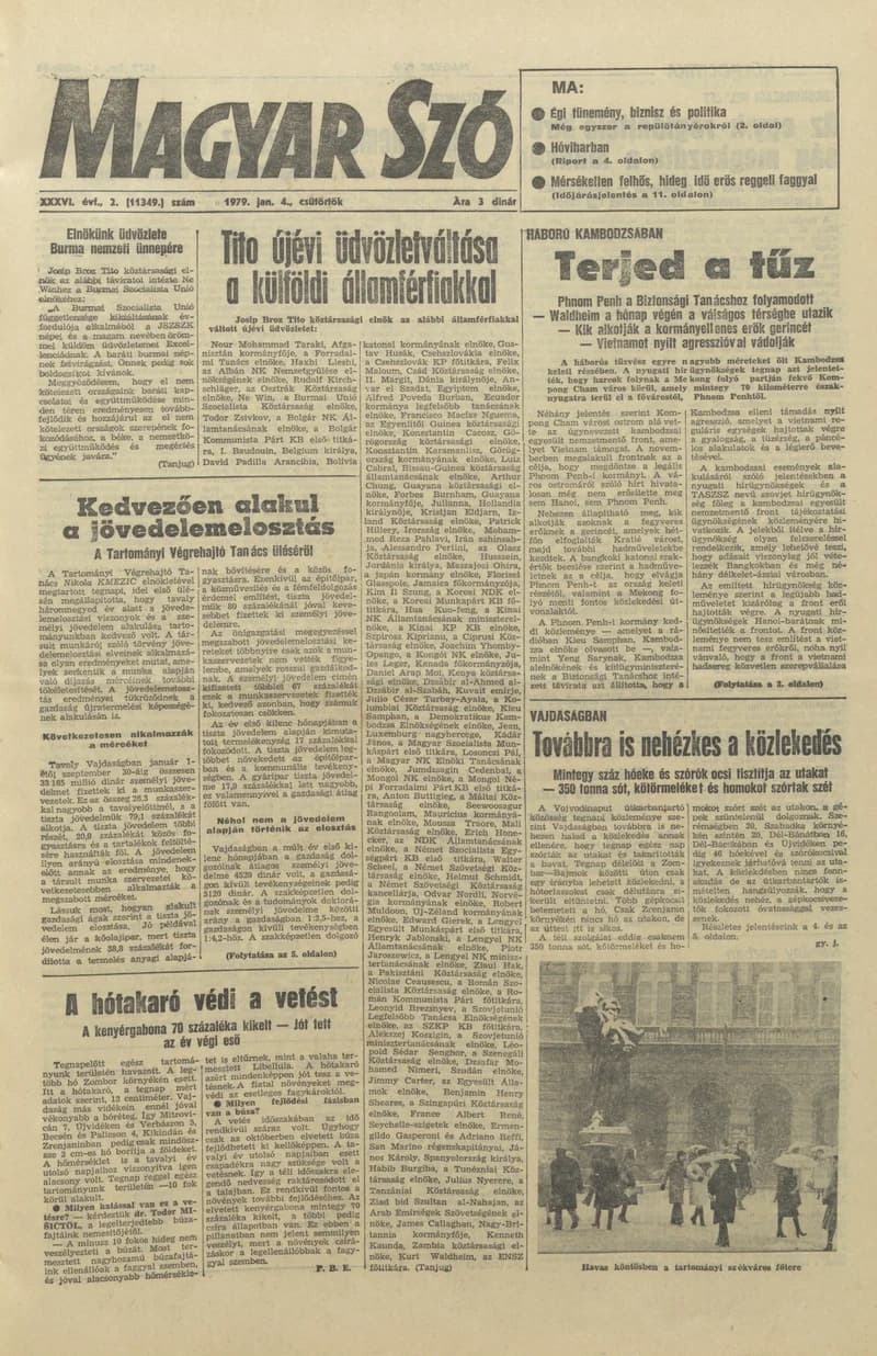 Magyar Szó, 36. évf. 1979. január 4. 2. sz. 1–20. oldal