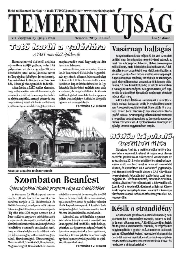 Temerini Újság, 19. évf. 2013. június 6. 23. sz.