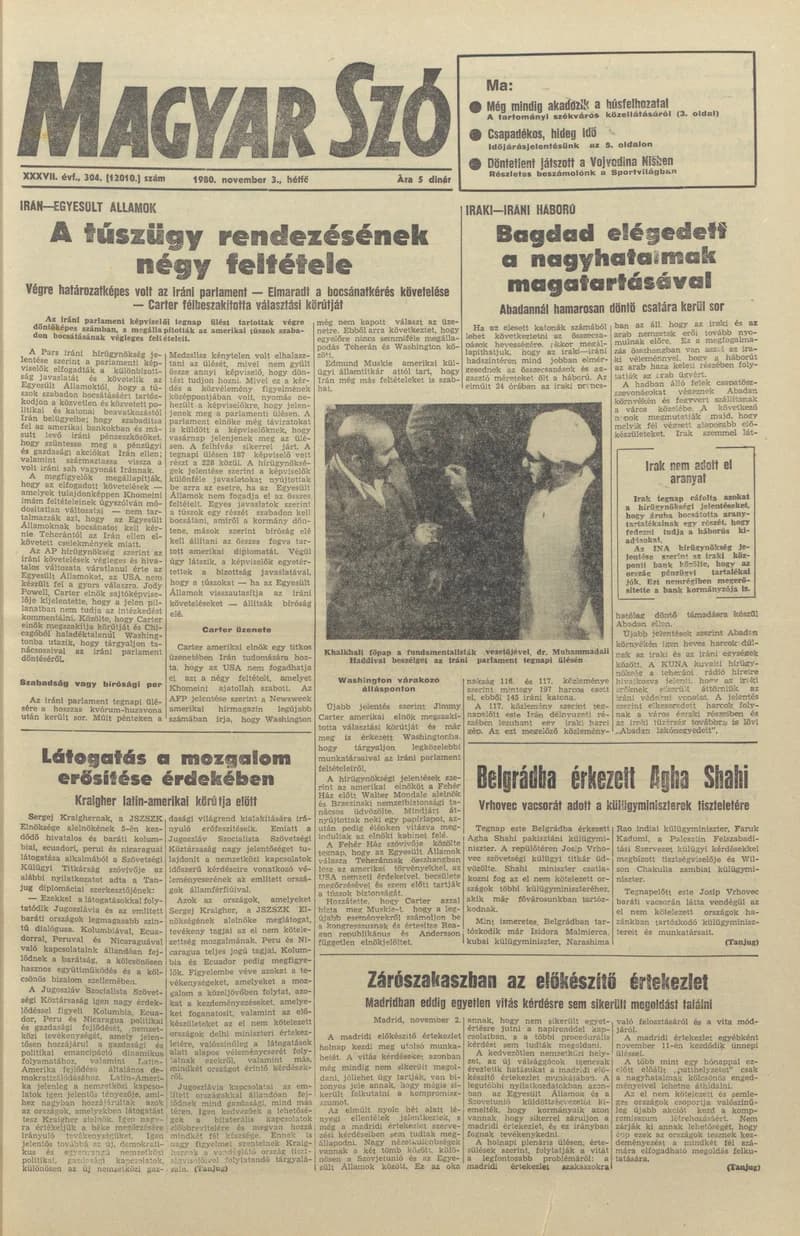 Magyar Szó, 37. évf. 1980. november 3. 304. sz. 1–16. oldal