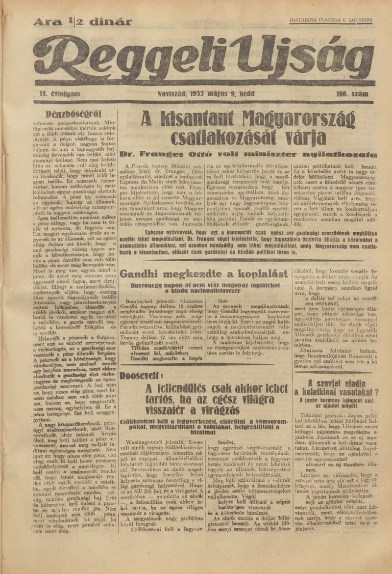 Reggeli Újság, 14. évf. 1933. május 9. 108. sz.