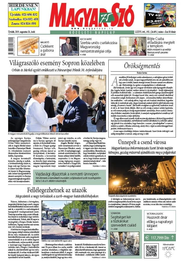 Magyar Szó, 76. évf. 2019. augusztus 20. 192. sz. 1–20. oldal