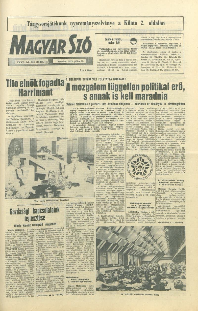 Magyar Szó, 35. évf. 1978. július 29. 206. sz. 1–16. oldal