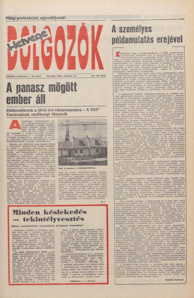 Dolgozók, 39. évf. 1985. március 14. 10. sz.