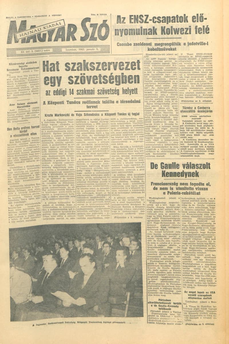 Magyar Szó, 20. évf. 1963. január 5. 3. sz. 1–12. oldal