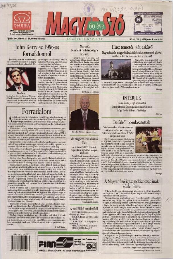 Magyar Szó, 61. évf. 2004. október 23. – 24. 250. sz. 1–24. oldal