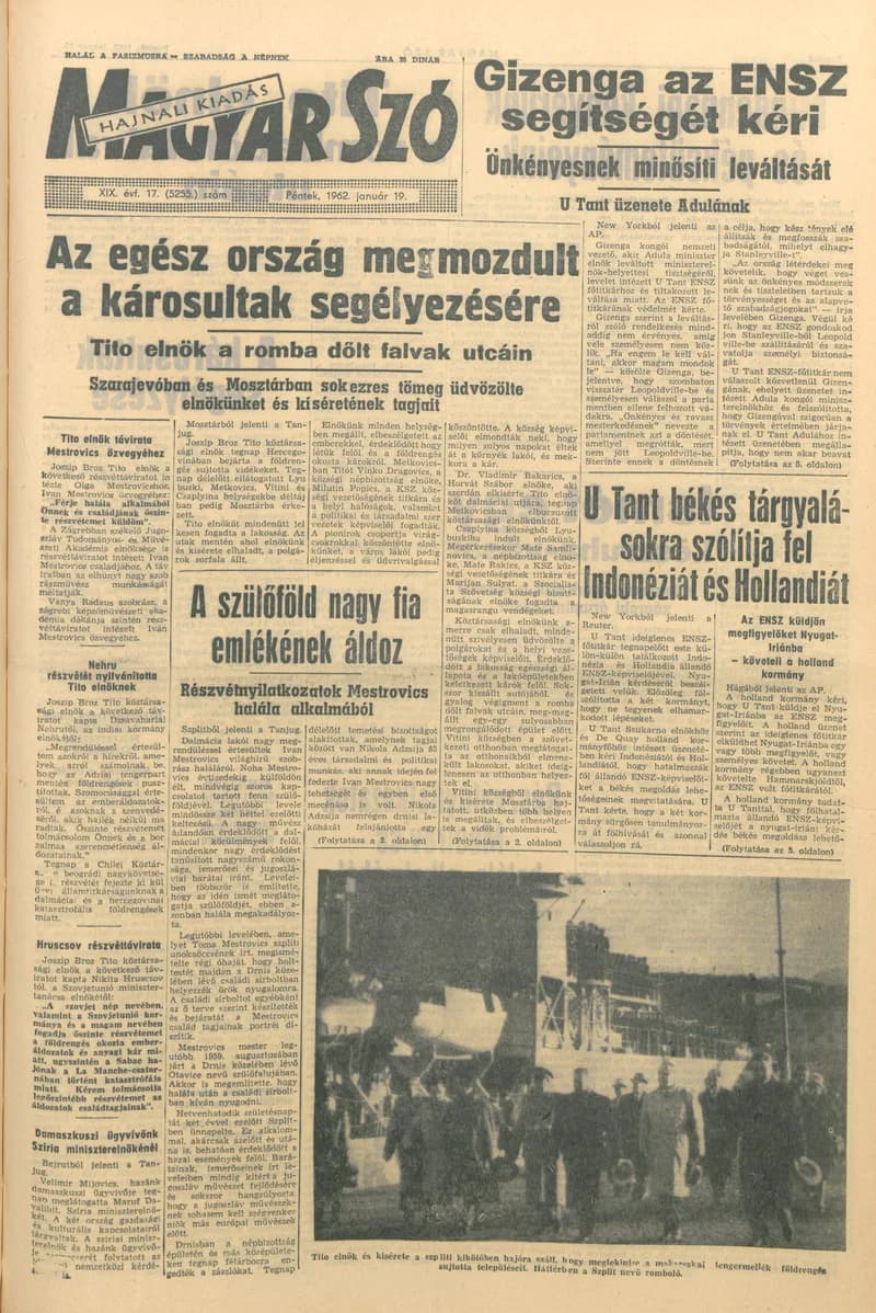 Magyar Szó, 19. évf. 1962. január 19. 17. sz. 1–14. oldal