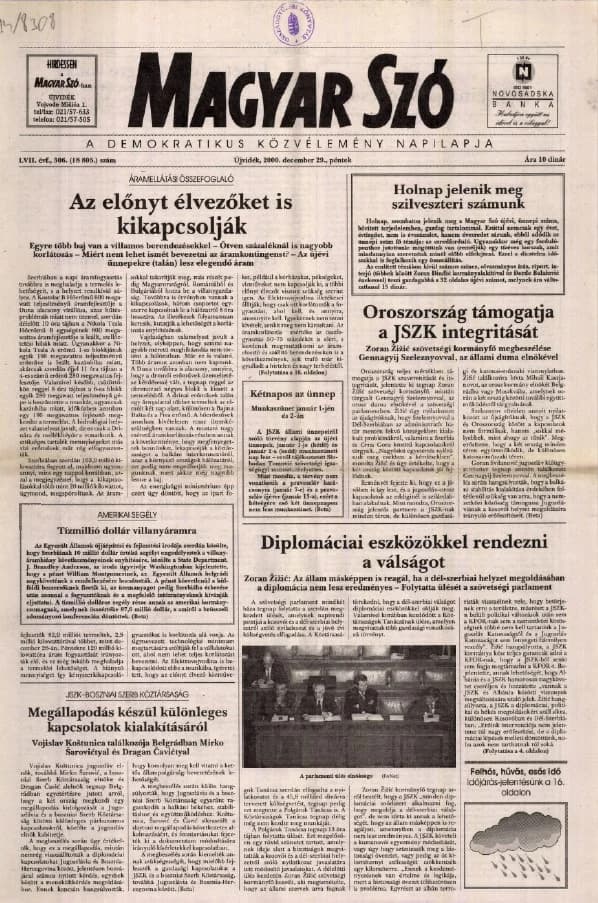 Magyar Szó, 57. évf. 2000. december 29. 306. sz. 1–16. oldal
