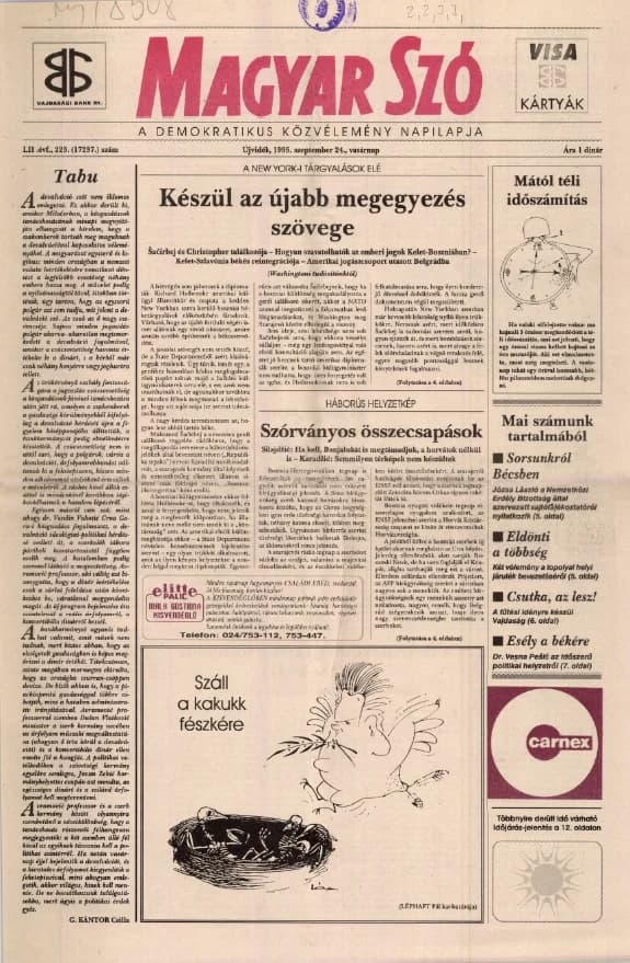 Magyar Szó, 52. évf. 1995. szeptember 24. 223. sz. 1–24. oldal