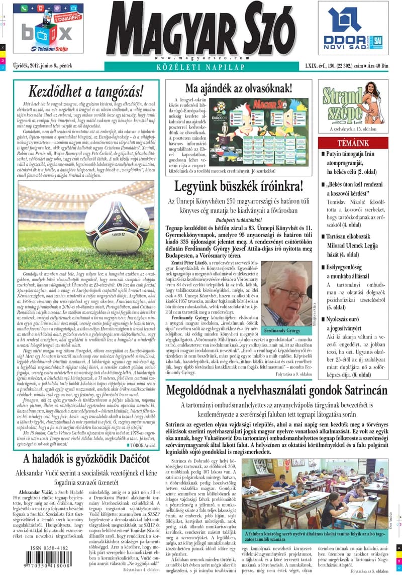 Magyar Szó, 69. évf. 2012. június 8. 130. sz. 1–20. oldal