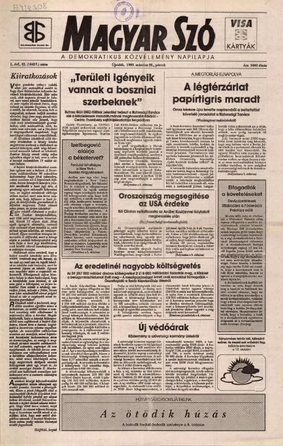 Magyar Szó, 50. évf. 1993. március 26. 82. sz. 1–16. oldal