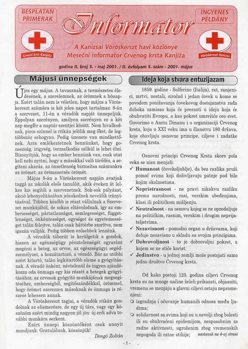 Informator, 2. évf. 2001. május 1. 5. sz.