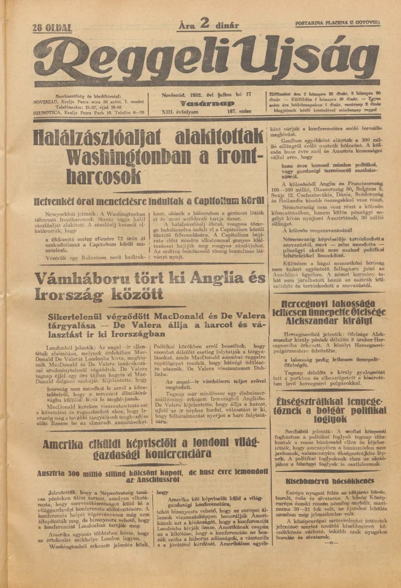 Reggeli Újság, 13. évf. 1932. július 17. 167. sz.
