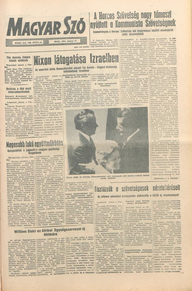 Magyar Szó, 31. évf. 1974. június 17. 164. sz. 1–6. oldal