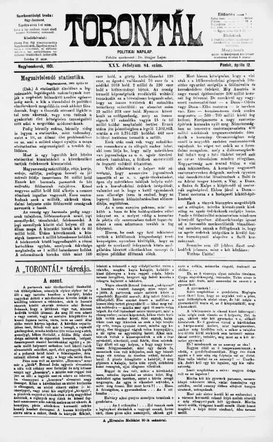 Torontál, 30. évf. 1901. április 12. 84. sz.