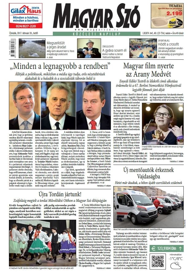 Magyar Szó, 74. évf. 2017. február 20. 40. sz. 1–20. oldal