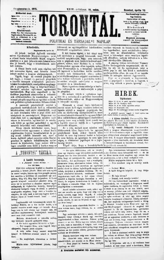 Torontál, 24. évf. 1895. április 20. 91. sz.