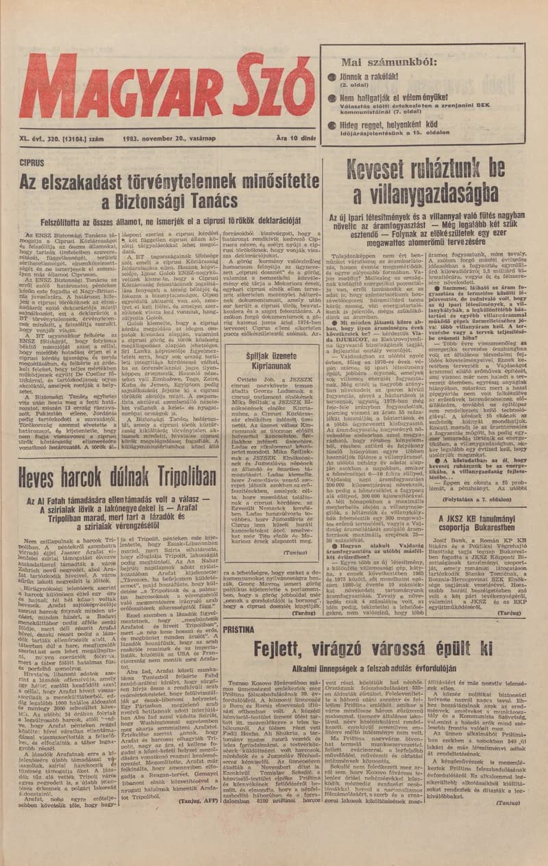 Magyar Szó, 40. évf. 1983. november 20. 320. sz.