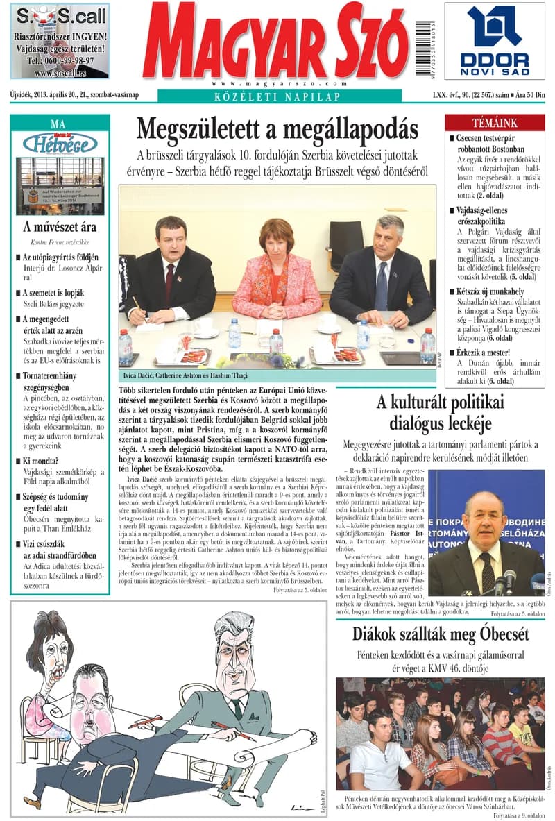 Magyar Szó, 70. évf. 2013. április 20. – 21. 90. sz. 1–48. oldal