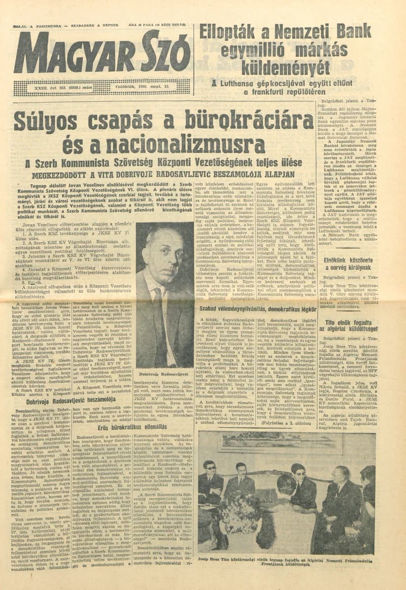 Magyar Szó, 23. évf. 1966. szeptember 15. 253. sz.