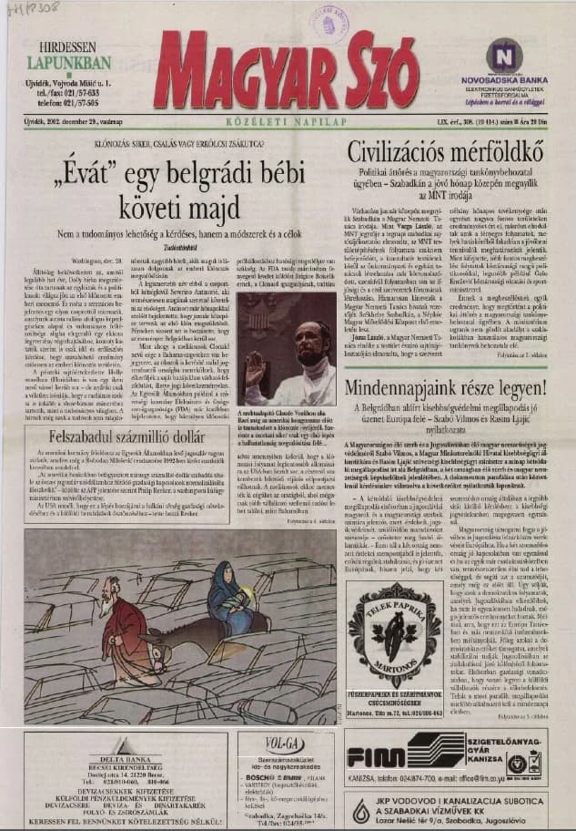 Magyar Szó, 59. évf. 2002. december 29. 308. sz. 1–24. oldal
