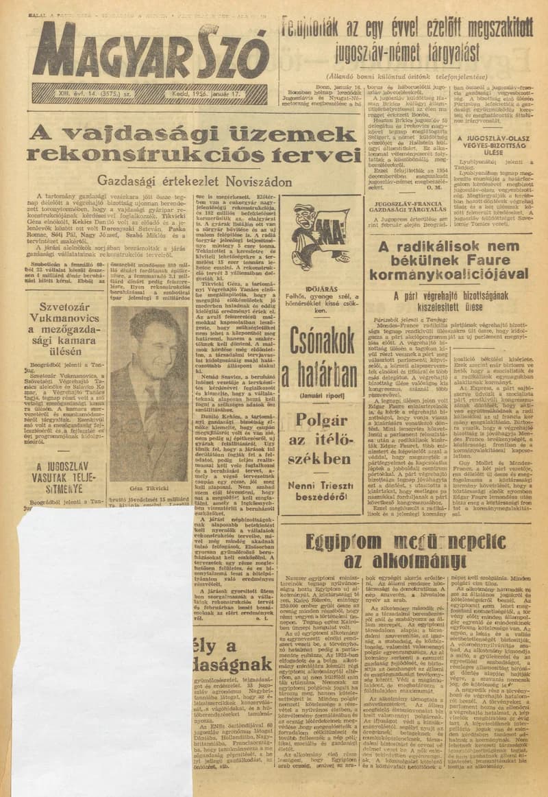 Magyar Szó, 13. évf. 1956. január 17. 14. sz. 1–10. oldal