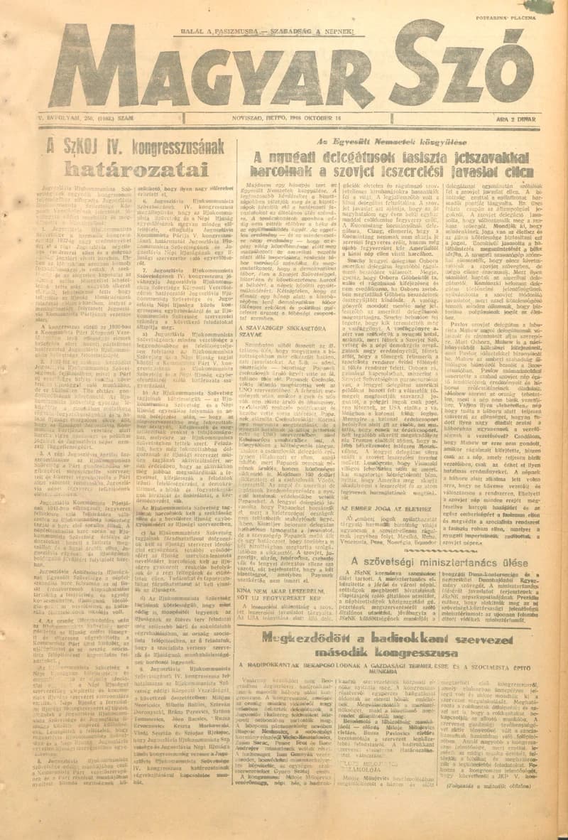 Magyar Szó, 5. évf. 1948. október 18. 250. sz. 1–4. oldal