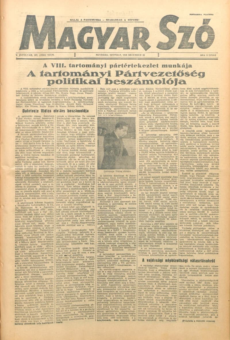 Magyar Szó, 5. évf. 1948. december 25. 307. sz. 1–8. oldal
