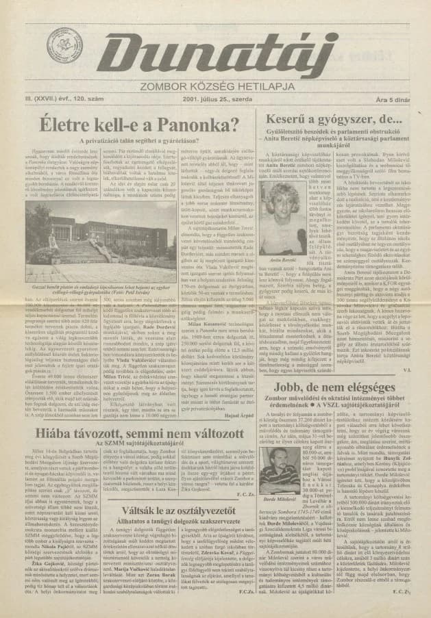 Dunatáj, 3. évf. 2001. július 25. 120. sz.
