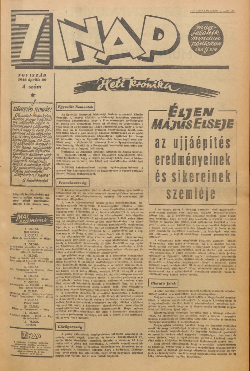 7 Nap, 1. évf. 1946. április 26. 4. sz. 1–12. oldal