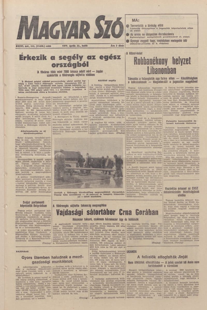 Magyar Szó, 36. évf. 1979. április 23. 111. sz. 1–16. oldal