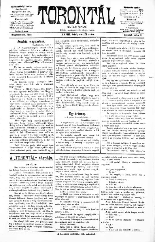 Torontál, 28. évf. 1899. június 3. 125. sz.