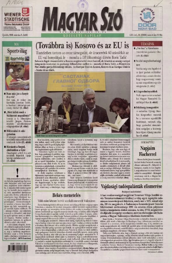 Magyar Szó, 65. évf. 2008. március 3. 50. sz. 1–20. oldal