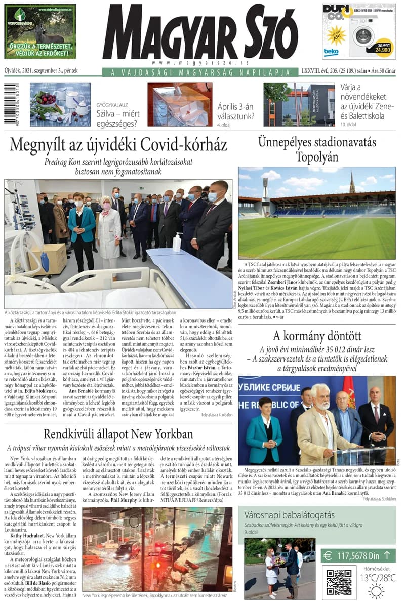 Magyar Szó, 78. évf. 2021. szeptember 3. 205. sz. 1–16. oldal