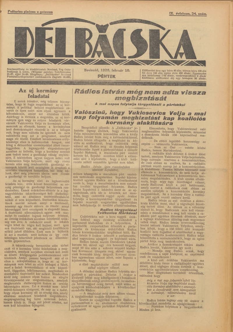 Délbácska, 9. évf. 1928. február 10. 34. sz.
