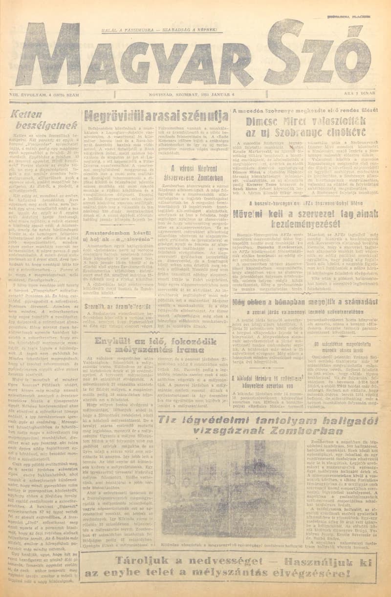 Magyar Szó, 8. évf. 1951. január 6. 4. sz. 1–4. oldal