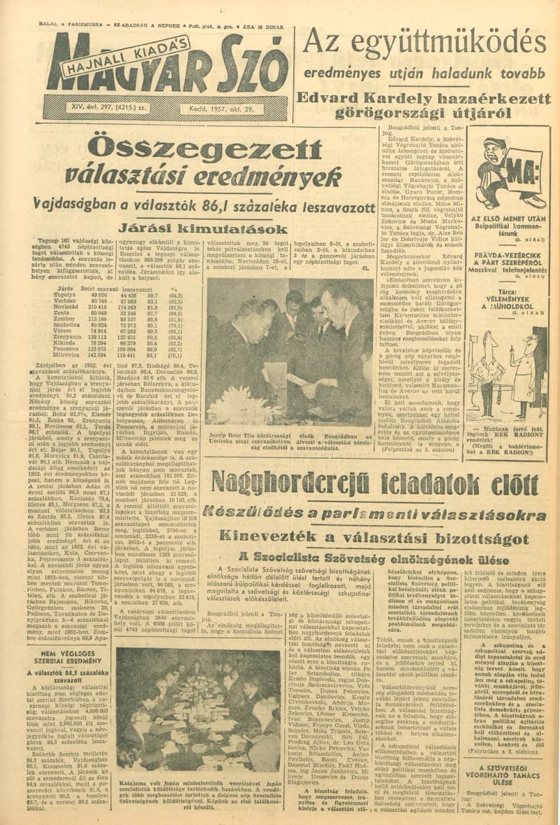 Magyar Szó, 14. évf. 1957. október 29. 297. sz. 1–12. oldal