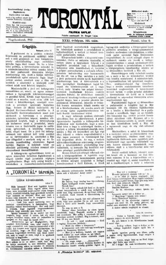 Torontál, 31. évf. 1902. július 18. 163. sz.