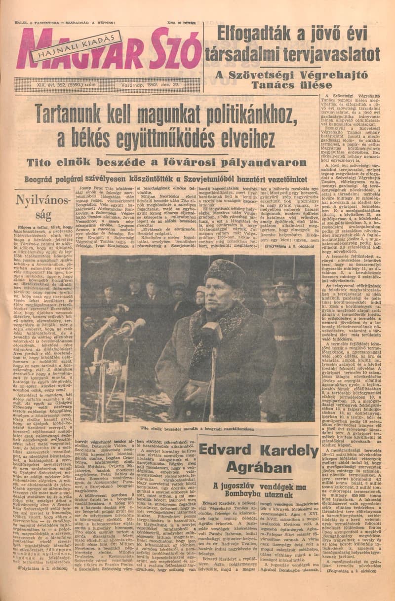 Magyar Szó, 19. évf. 1962. december 23. 352. sz. 1–24. oldal