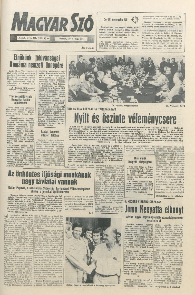 Magyar Szó, 35. évf. 1978. augusztus 23. 231. sz. 1–16. oldal
