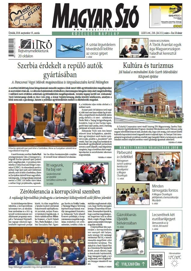 Magyar Szó, 75. évf. 2018. szeptember 19. 218. sz. 1–16. oldal