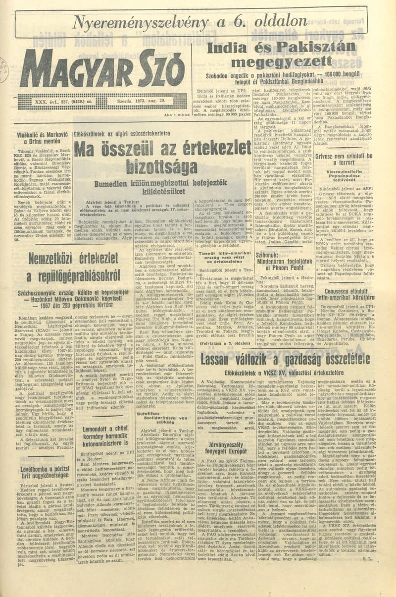 Magyar Szó, 30. évf. 1973. augusztus 29. 237. sz. 1–20. oldal