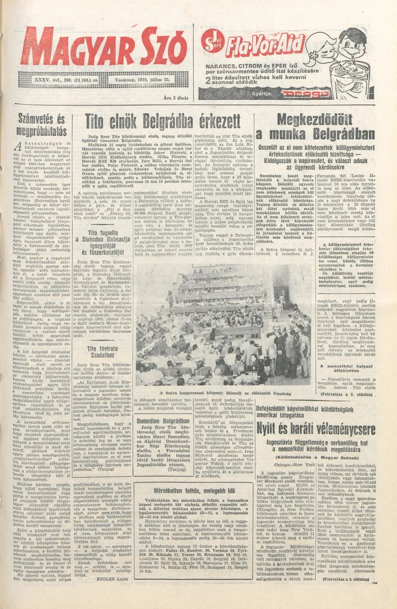 Magyar Szó, 35. évf. 1978. július 23. 200. sz. 1–28. oldal