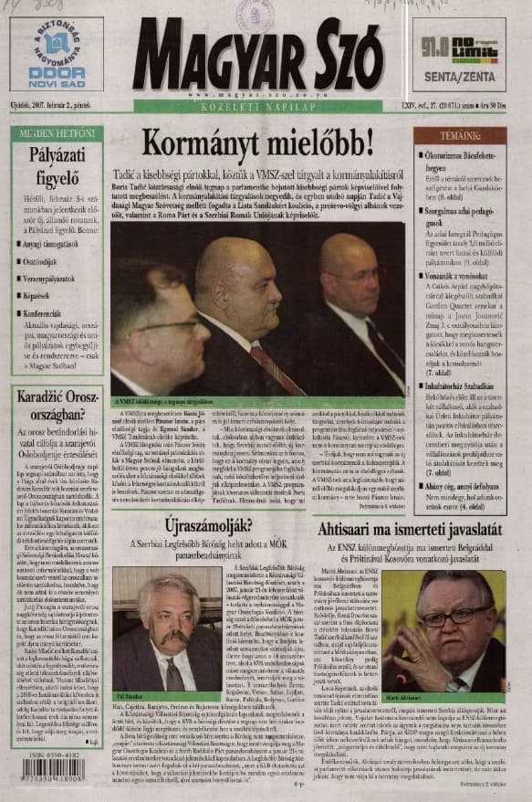 Magyar Szó, 64. évf. 2007. február 2. 27. sz. 1–20. oldal