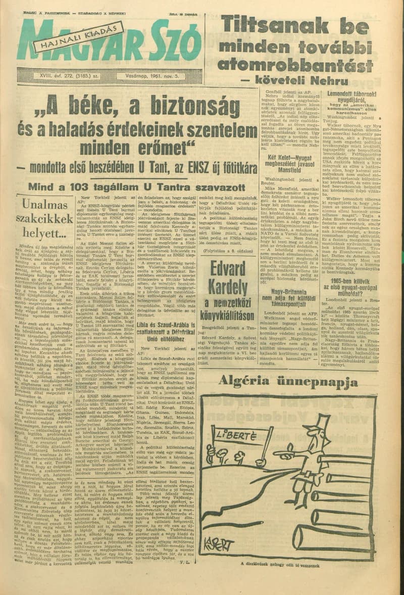 Magyar Szó, 18. évf. 1961. november 5. 272. sz. 1–24. oldal
