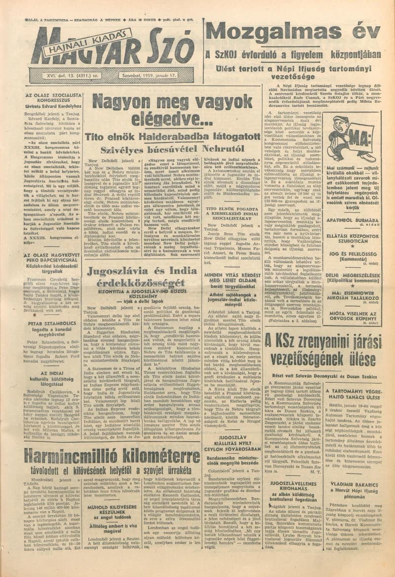 Magyar Szó, 16. évf. 1959. január 17. 13. sz. 1–16. oldal